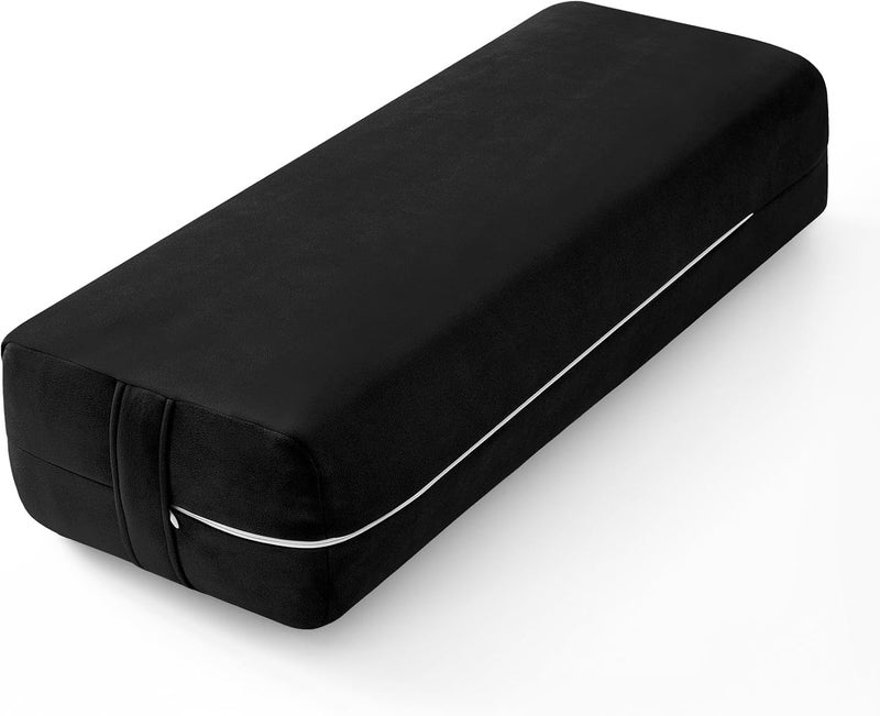 Wellsin Rectangular Yoga Bolster - Meditation Pillow with Washable Suede Cover, 27"X10" X5.5" - Image 1